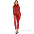 Women's Metallic Cat Suit Sexy Jumpsuit